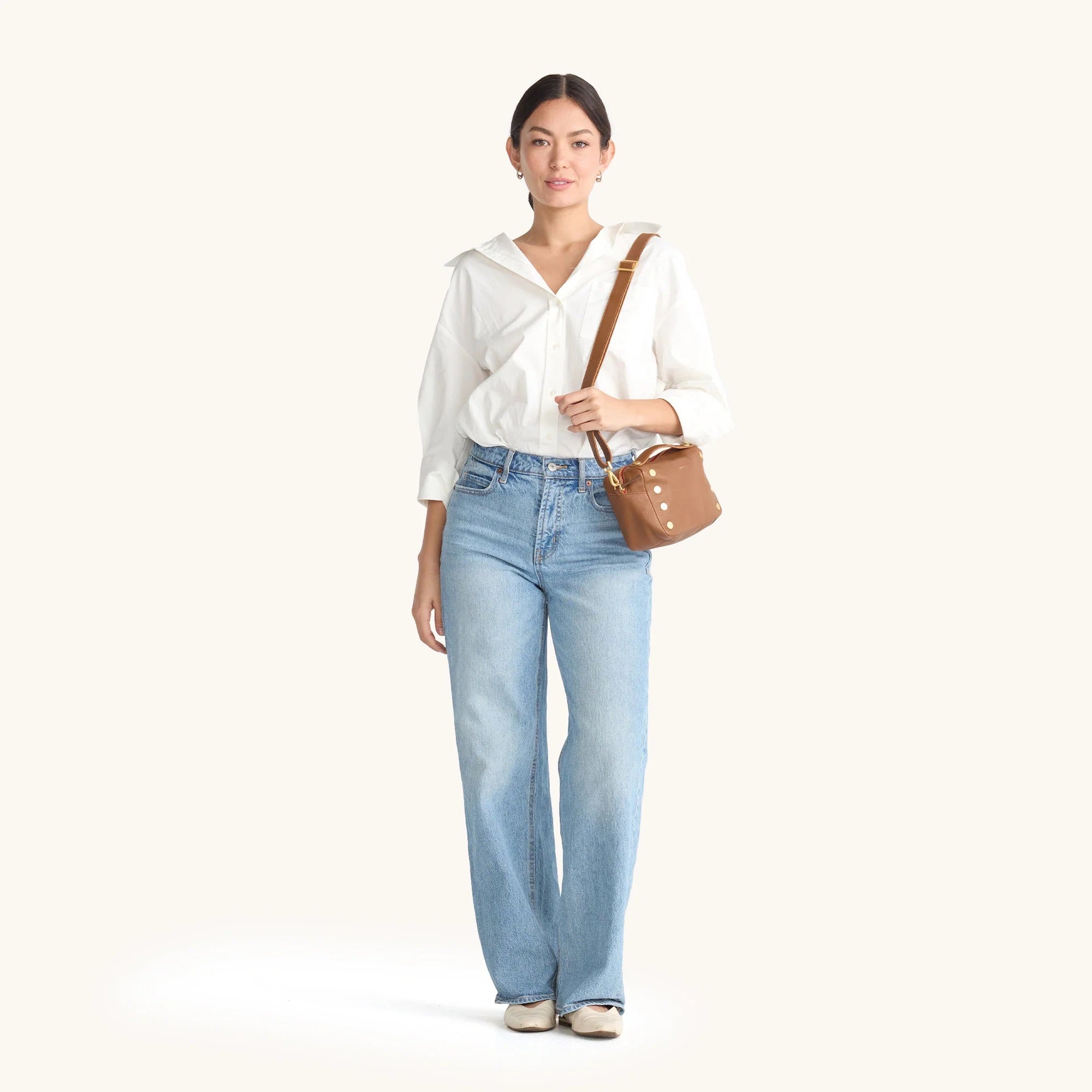 Hammitt Evan Crossbody Sml mahogany pebble/brushed gold red zip