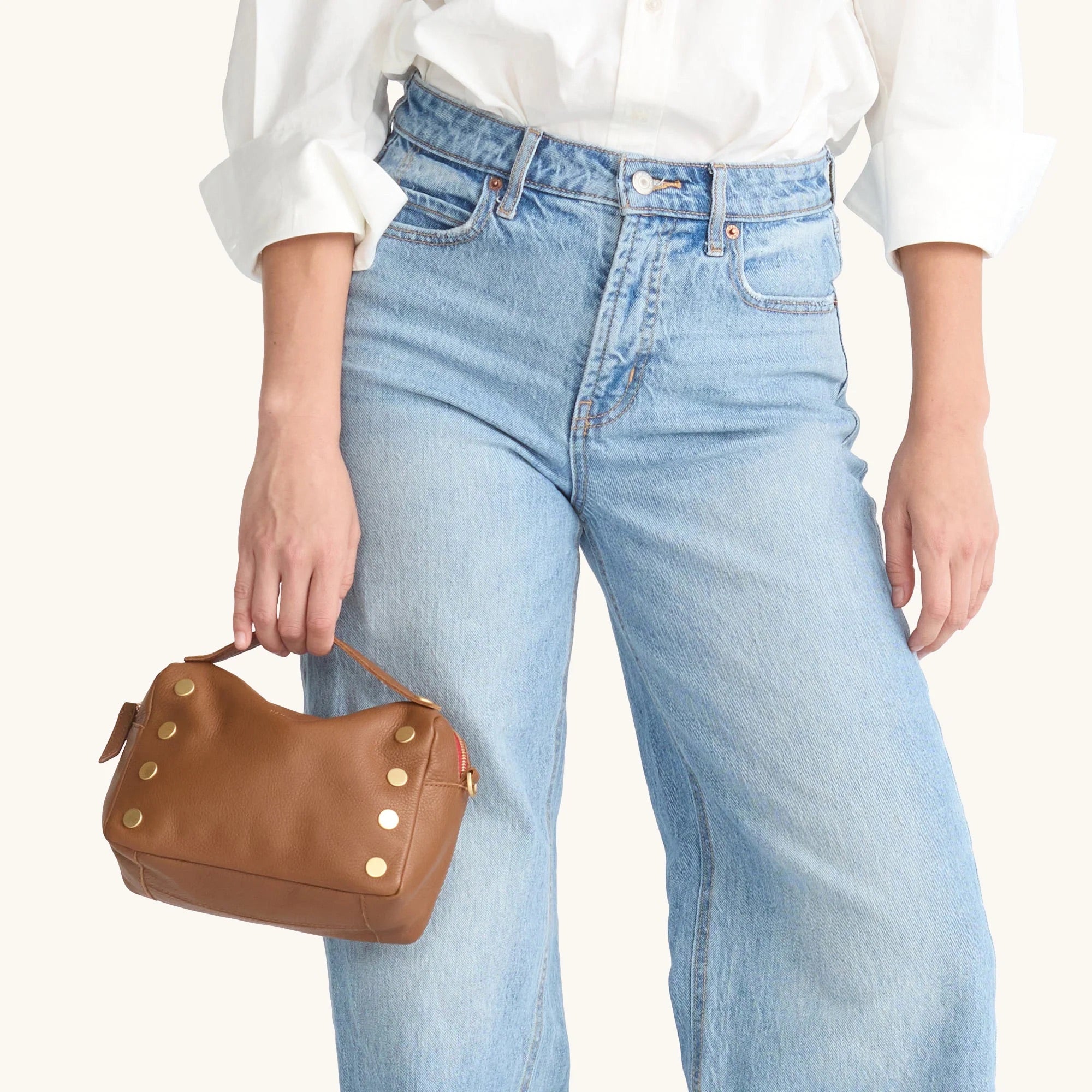 Hammitt Evan Crossbody Sml mahogany pebble/brushed gold red zip