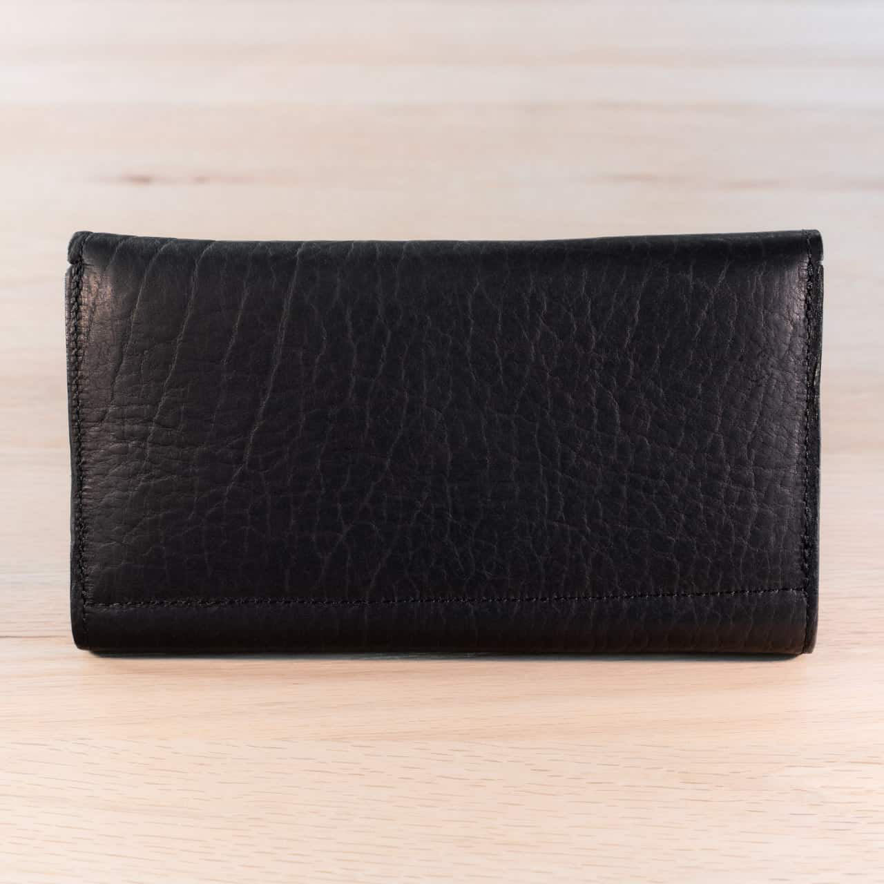 Buffalo Billfold Company Women's Envelope Clutch Wallet black leather