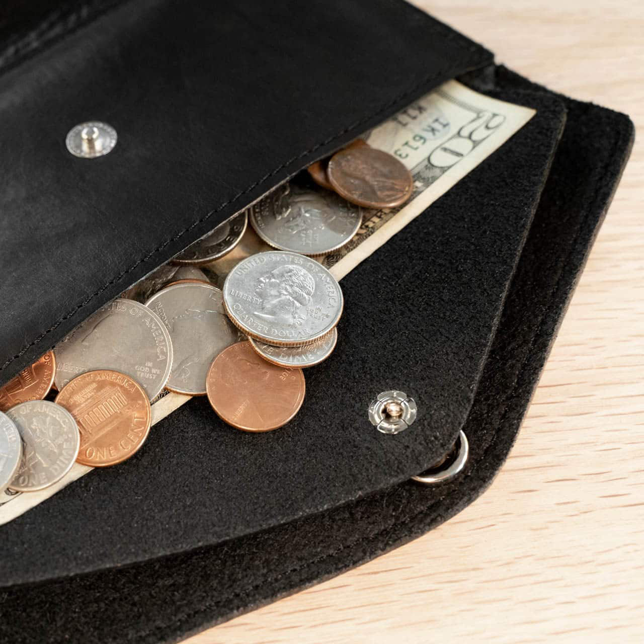 Buffalo Billfold Company Women's Envelope Clutch Wallet black leather