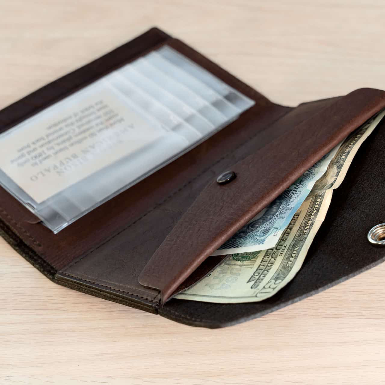 Buffalo Billfold Company Women's Envelope Clutch Wallet brown leather