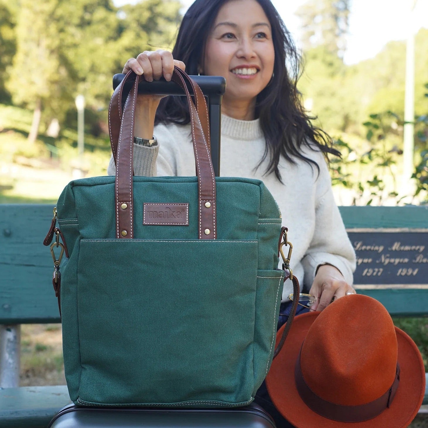 Maika Commuter Tote waxed hunter green