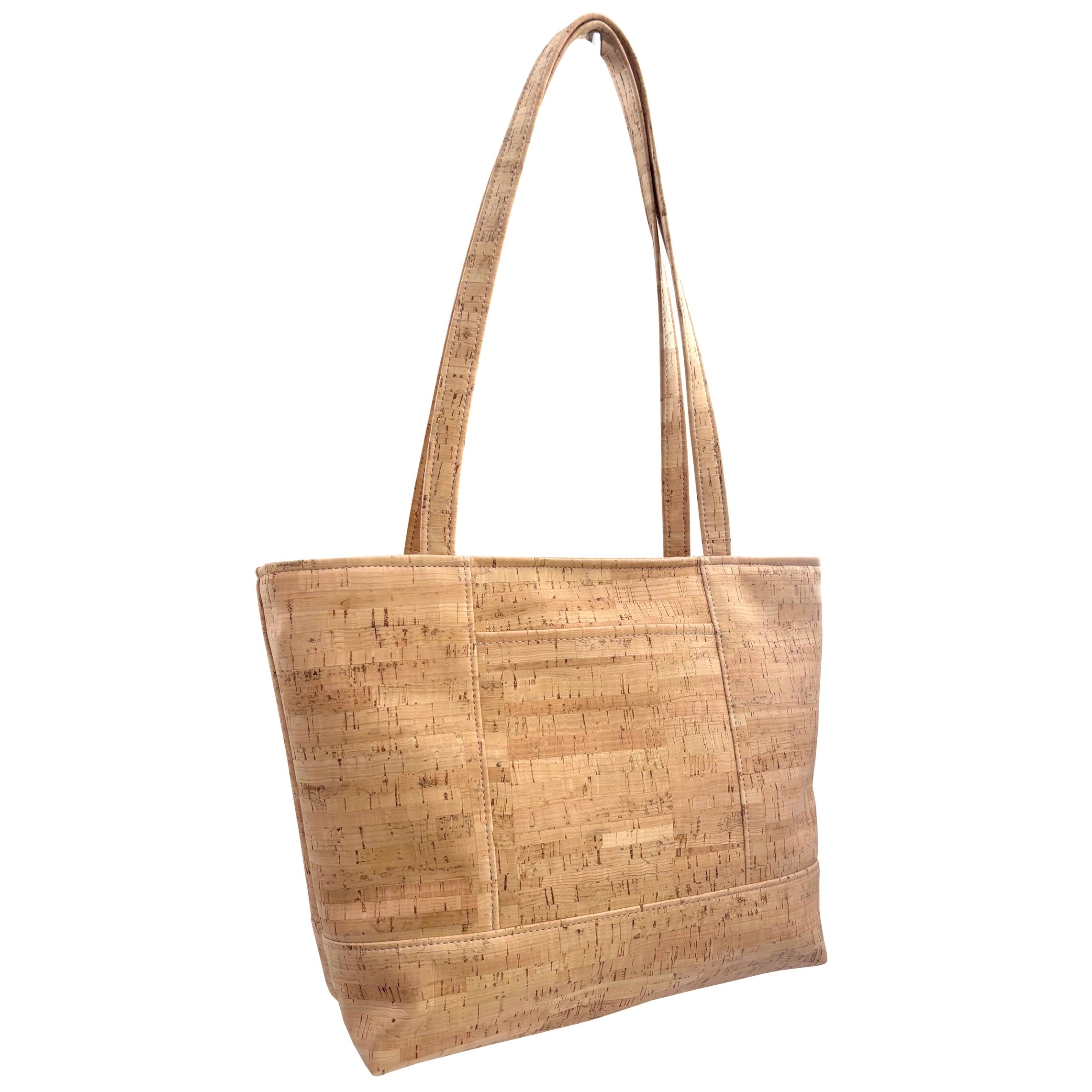 Natalie Therese Small Tote Bag with Front Pocket rustic cork