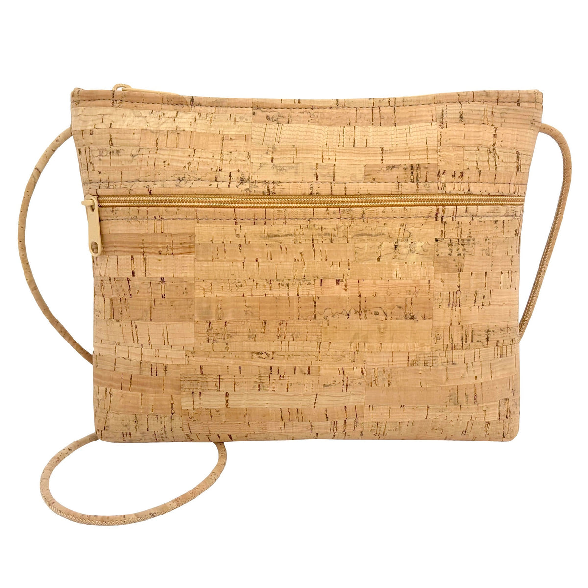 Natalie Therese Zip Top Crossbody with Zip Pocket rustic cork