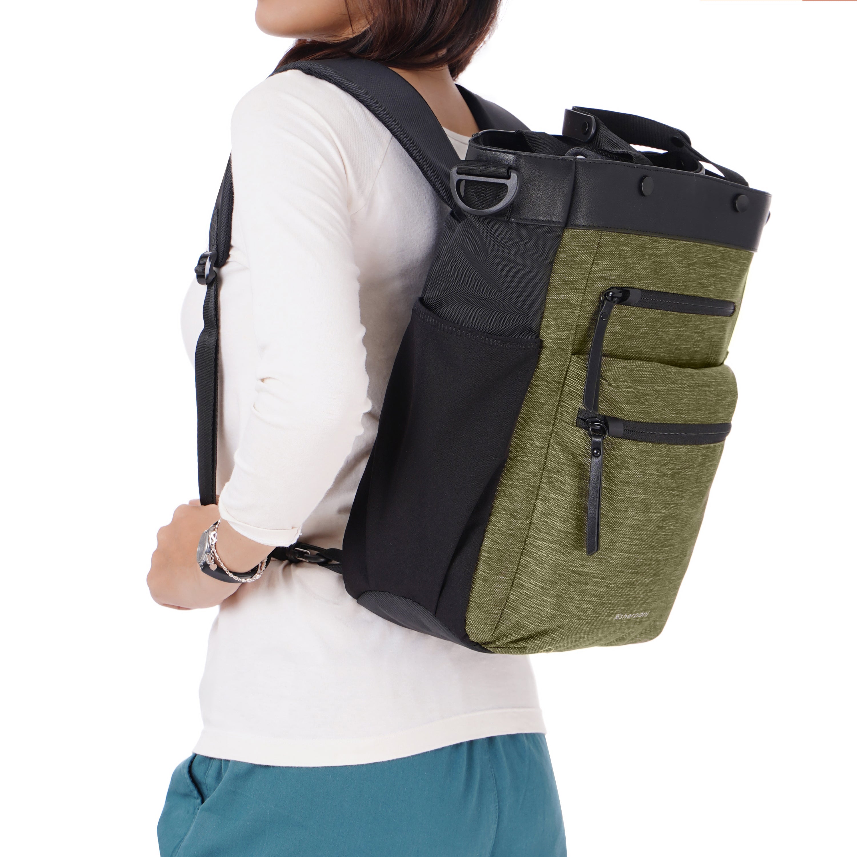 Sherpani Soleil AT Travel Backpack/Crossbody/Tote Bag loden