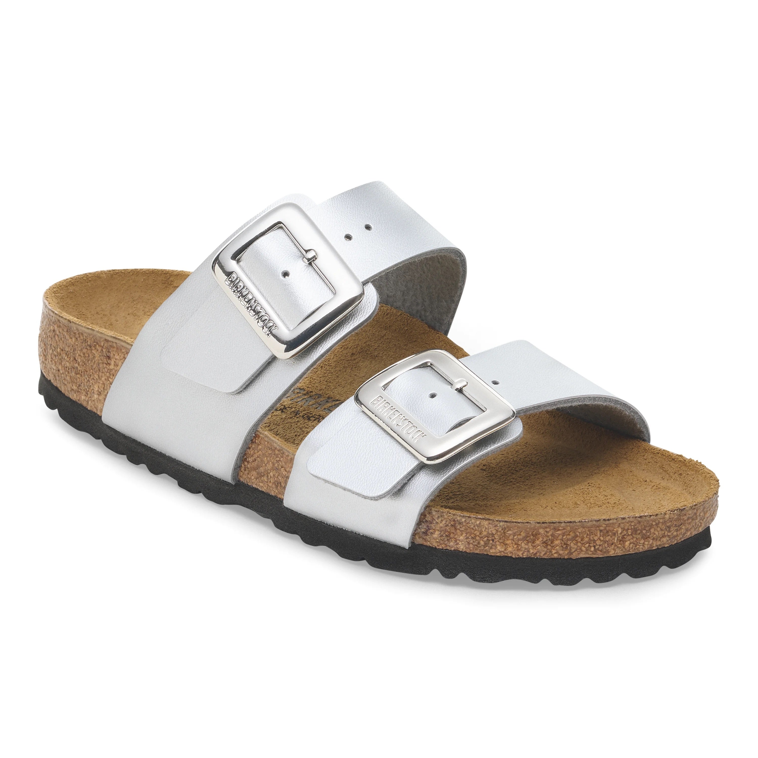 Birkenstock Sydney Luxe Buckle silver metallic Birko-Flor