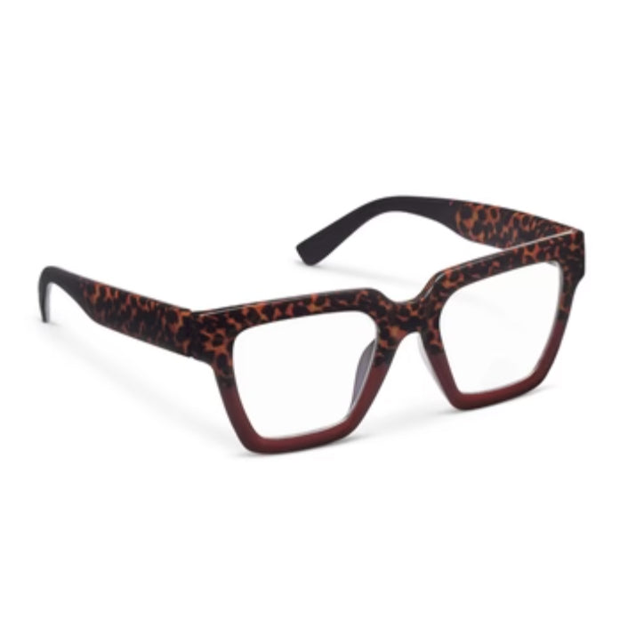 Peepers Take a Bow Blue Light Readers leopard tortoise/red