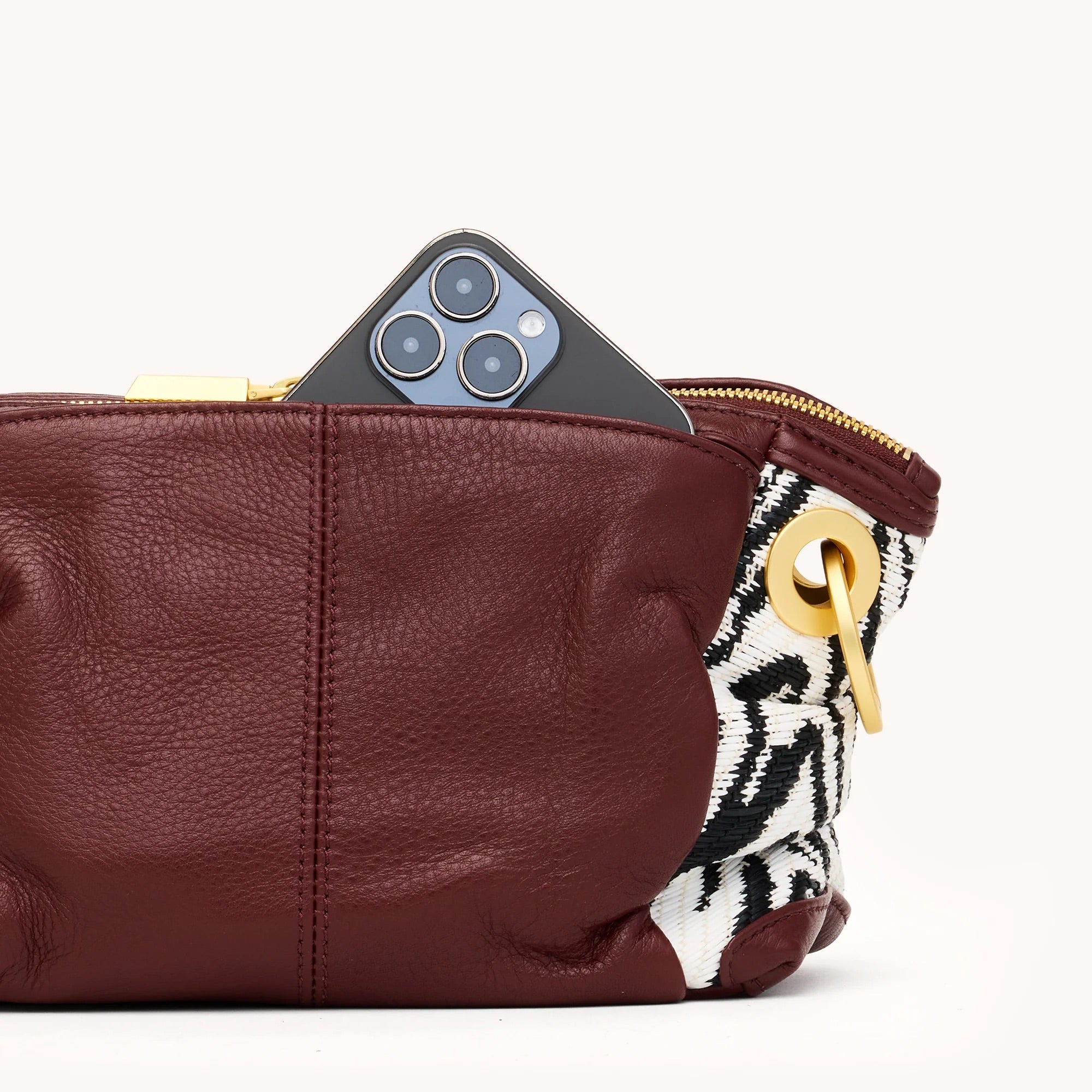 Hammitt Daniel Crossbody Clutch Sml zebra/brushed gold