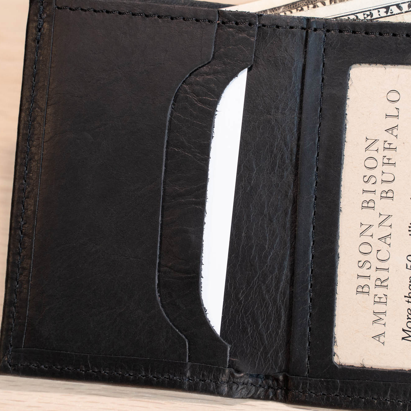 Buffalo Billfold Company Men's Trifold Wallet with ID Window black leather