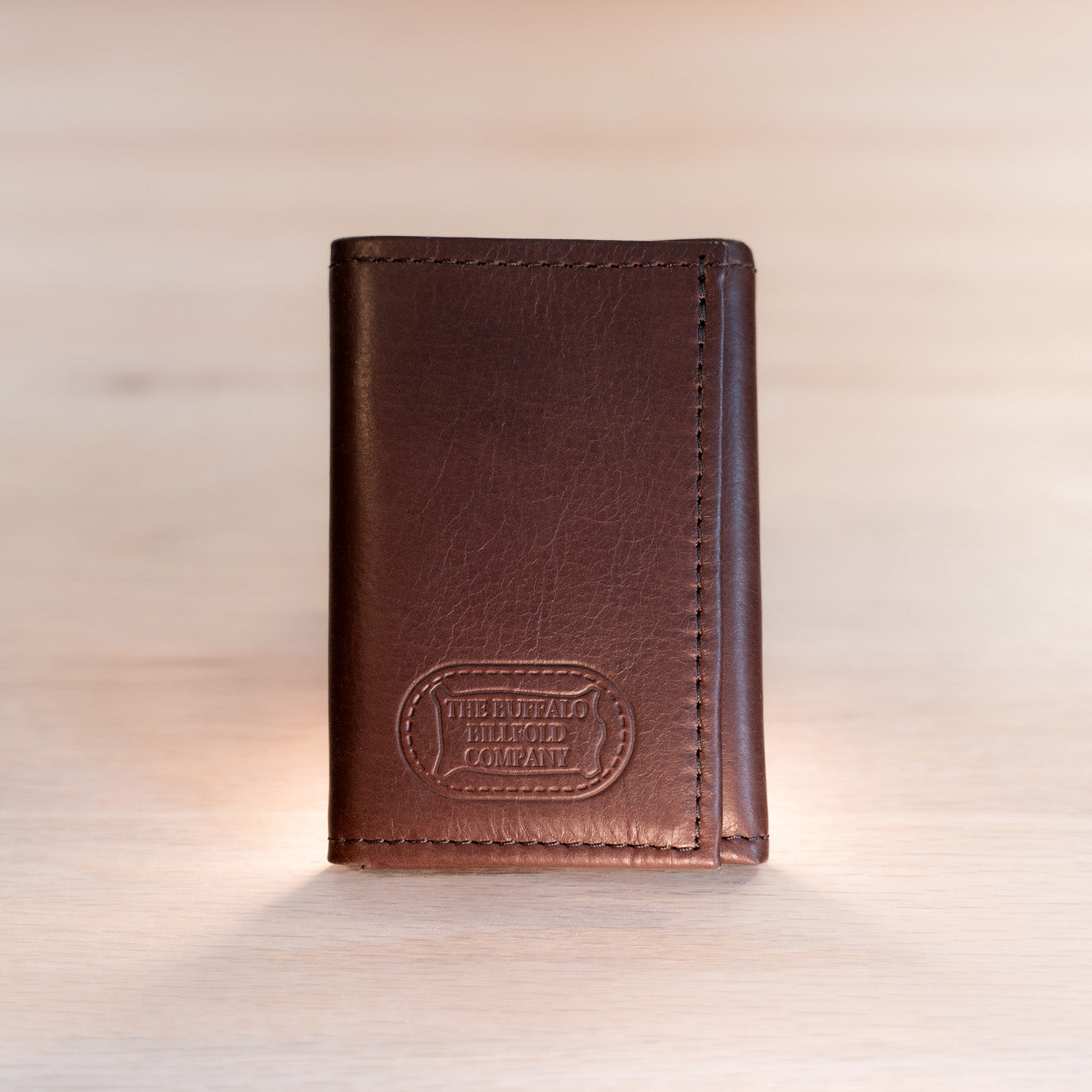 Buffalo Billfold Company Men's Trifold Wallet with ID Window brown leather
