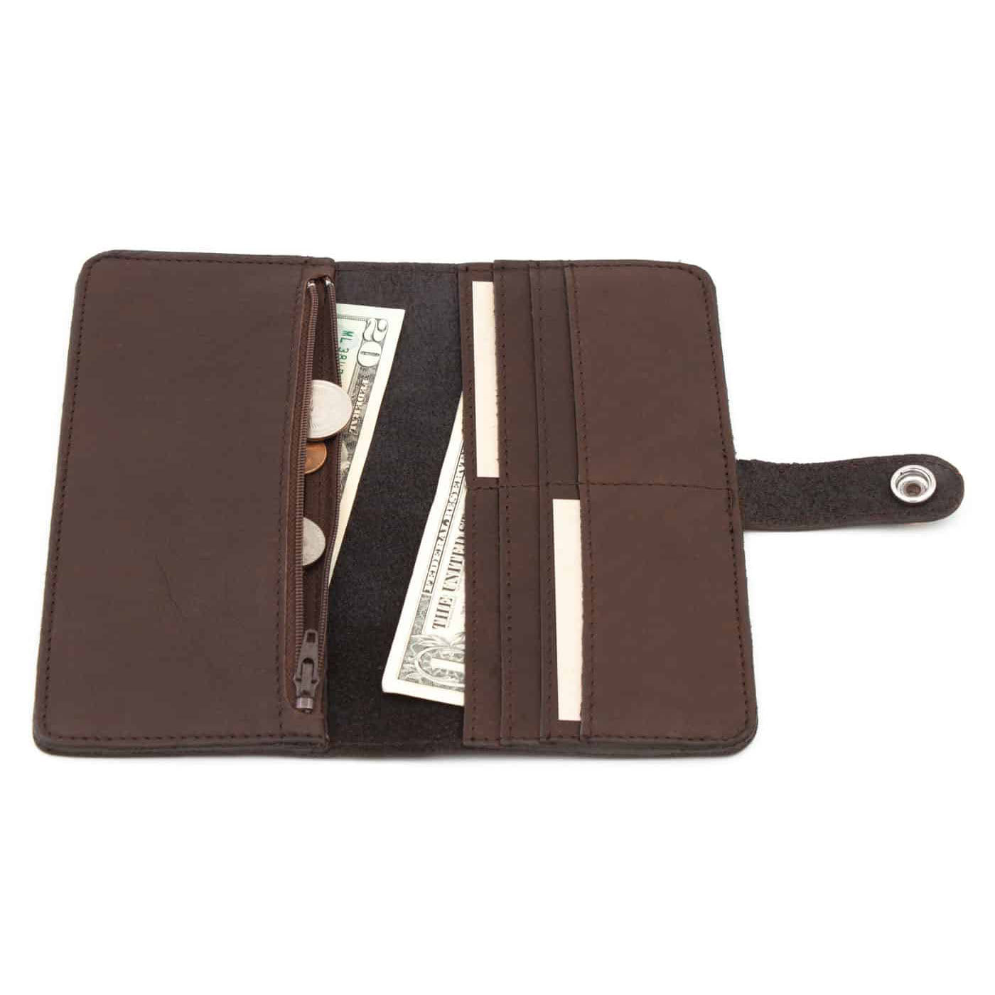Buffalo Billfold Company Women's Dakota Slim Wallet brown leather