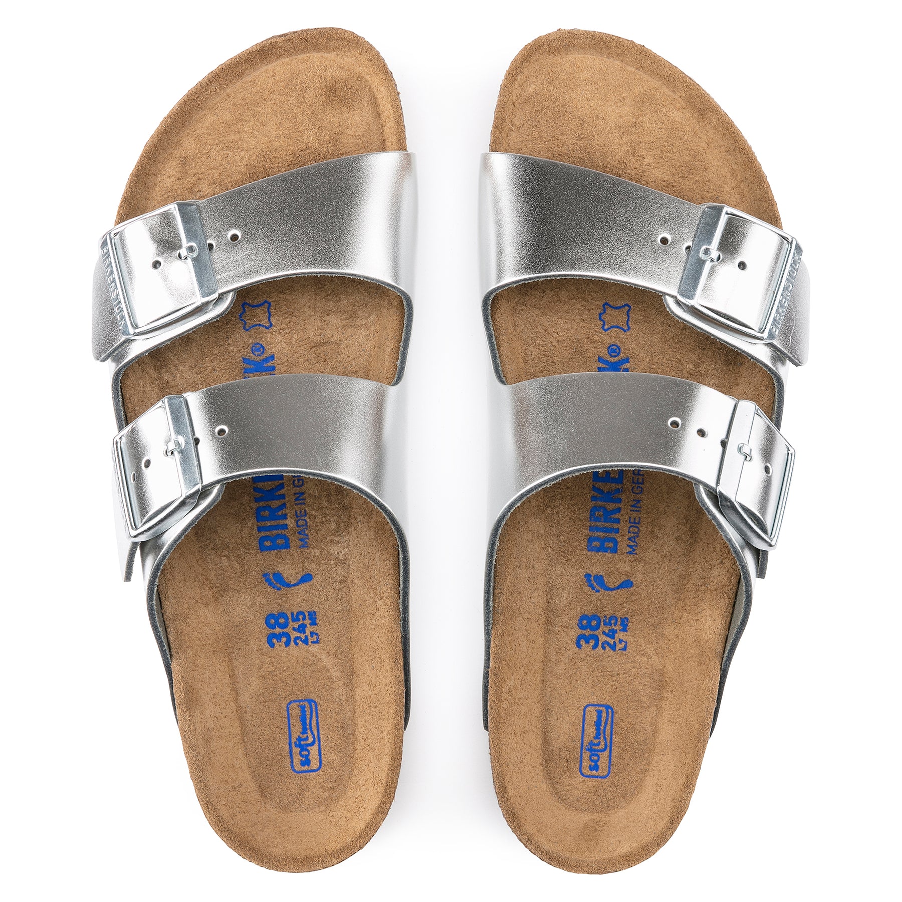 Birkenstock Arizona Soft Footbed silver metallic leather