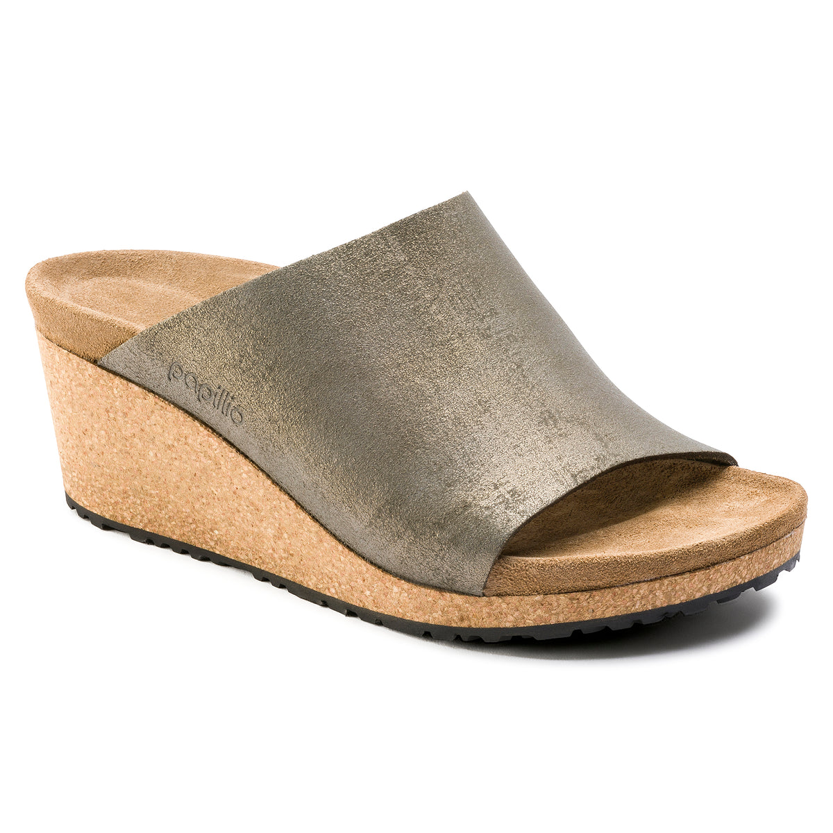 Papillio Namica stone gold washed metallic suede by Birkenstock