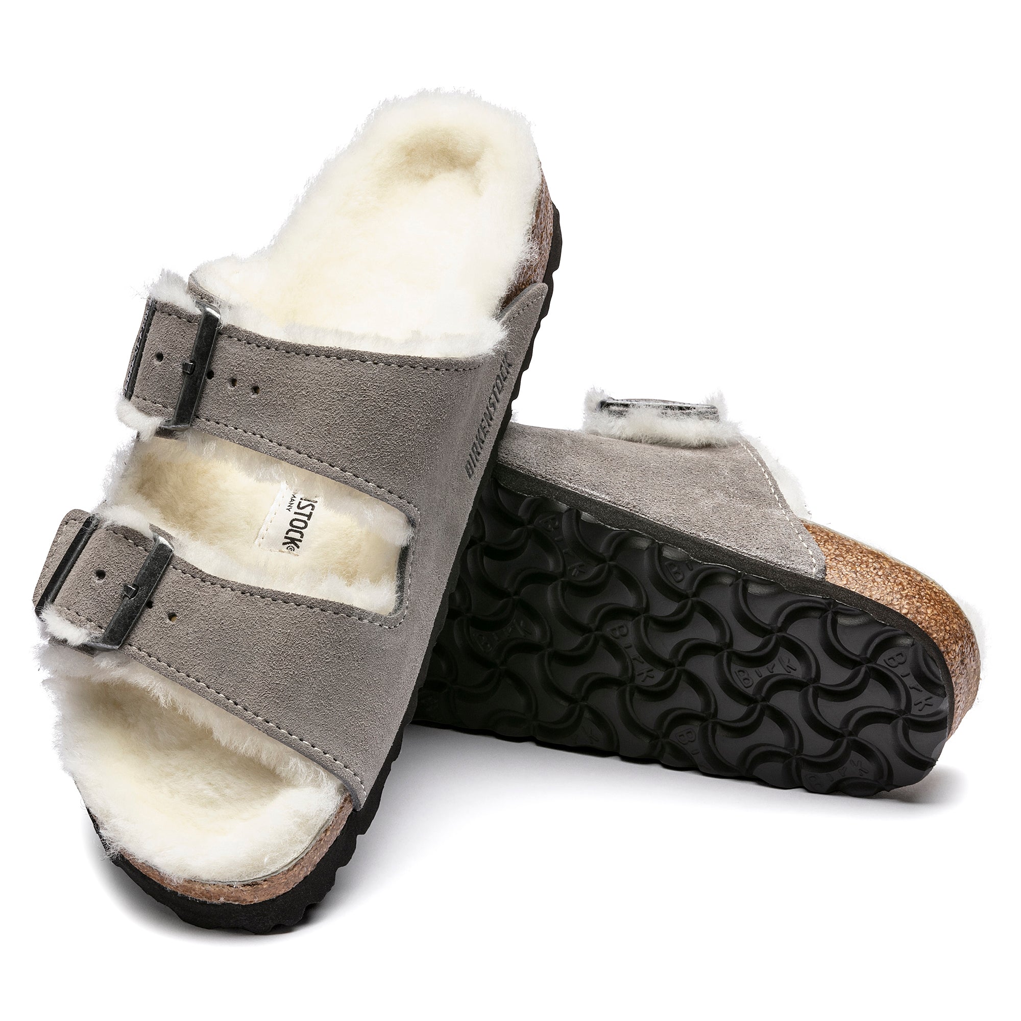 Birkenstock Limited Edition Arizona stone coin suede/natural shearling