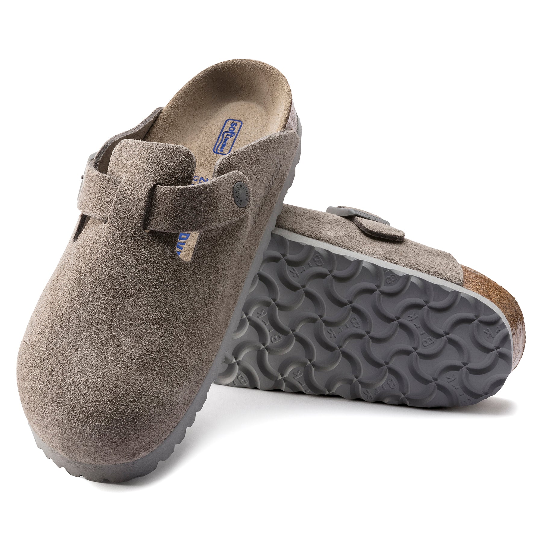 Birkenstock Limited Edition Boston Soft Footbed stone coin suede