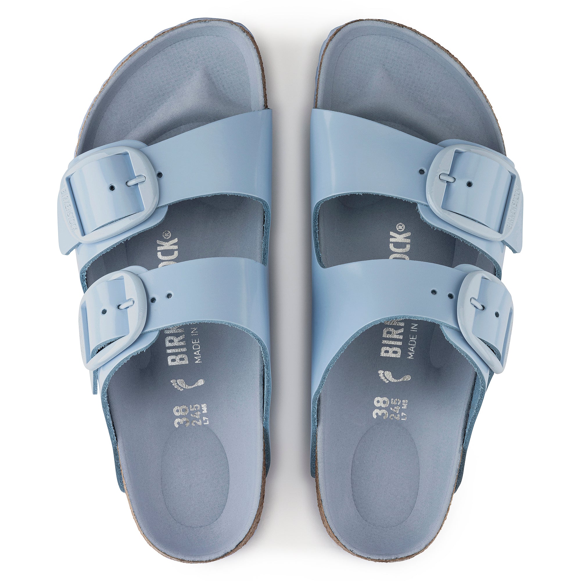 Birkenstock Limited Edition Arizona Big Buckle high shine dusty blue leather