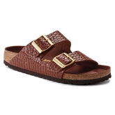 Birkenstock Limited Edition Arizona Hex reptile embossed chocolate leather
