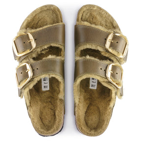 Birkenstock Limited Edition Arizona Big Buckle green olive oiled leather/green olive shearling