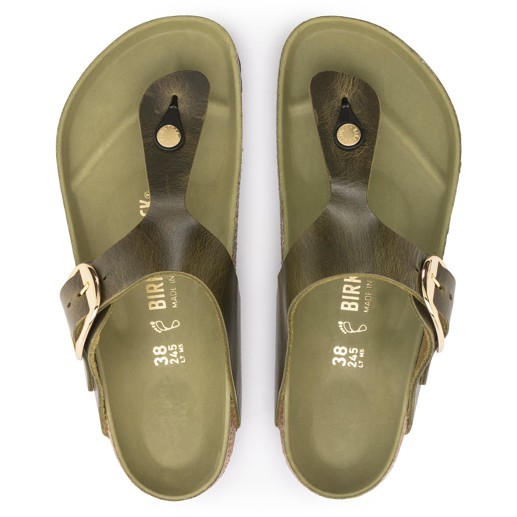 Birkenstock Limited Edition Gizeh Big Buckle green olive oiled leather