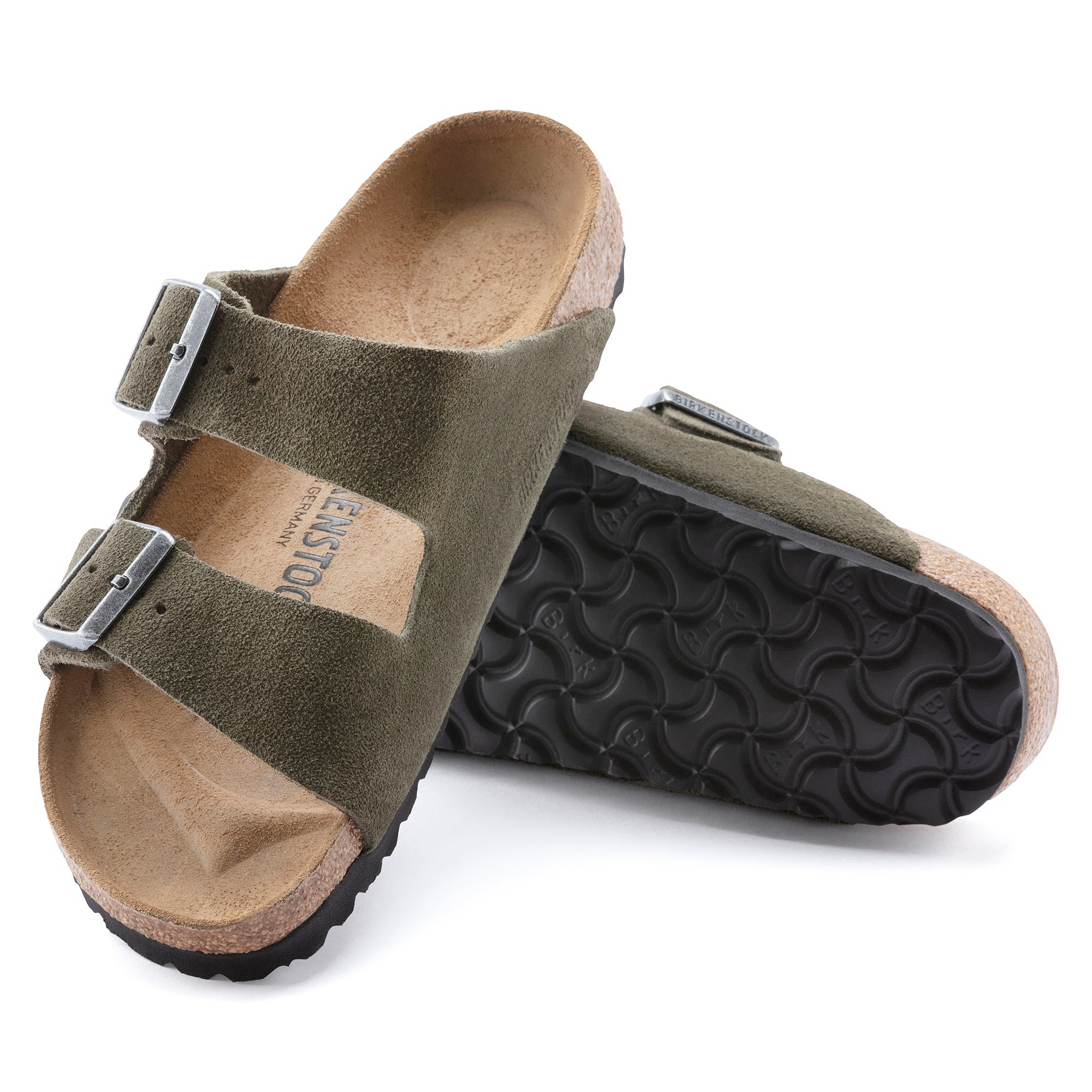 Birkenstock Limited Edition Arizona thyme suede with black sole