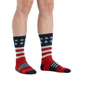 Darn Tough Men's Hiker Captain Stripe Micro Crew Lightweight with Cushion stars and stripes