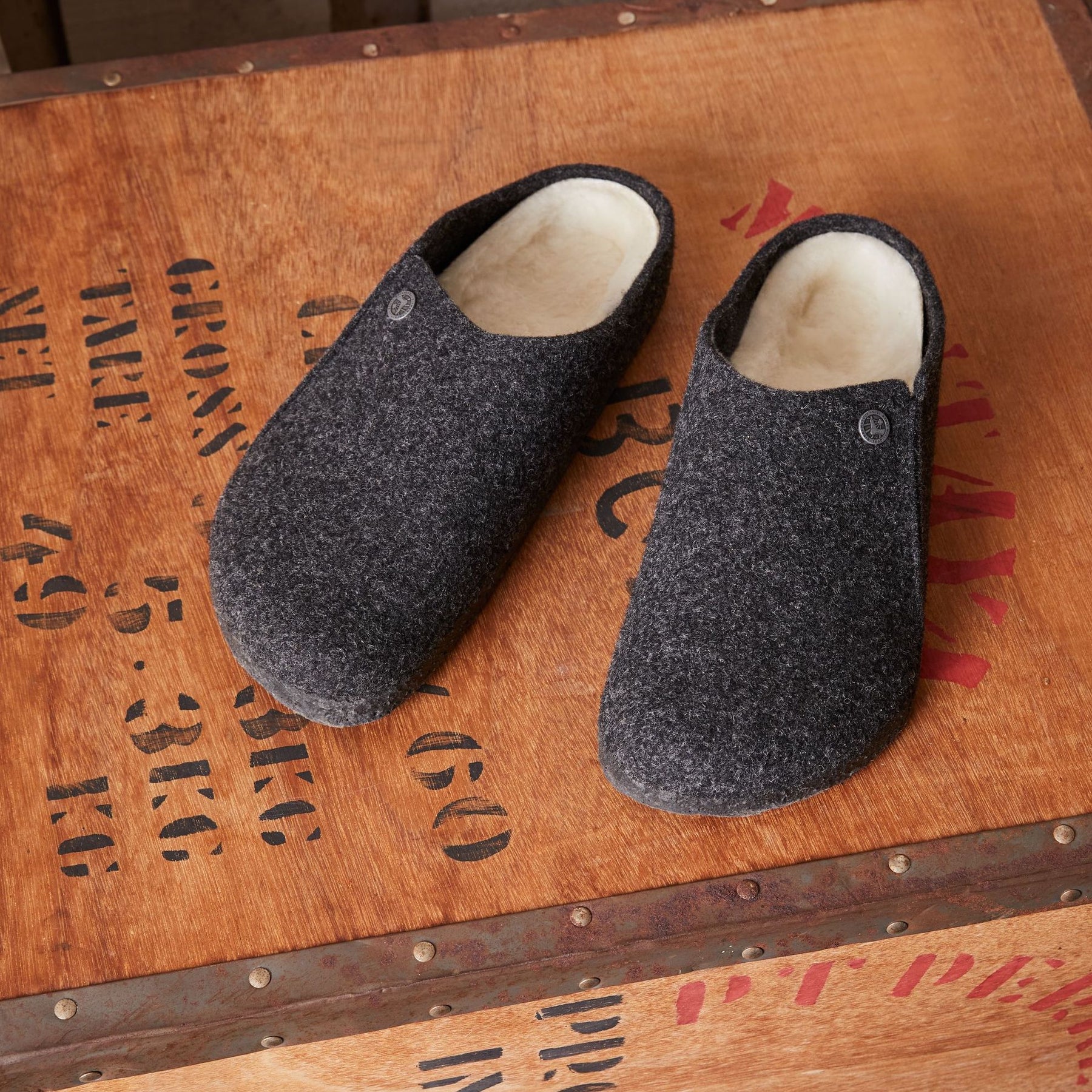 Birkenstock Limited Edition Zermatt anthracite wool/natural shearling