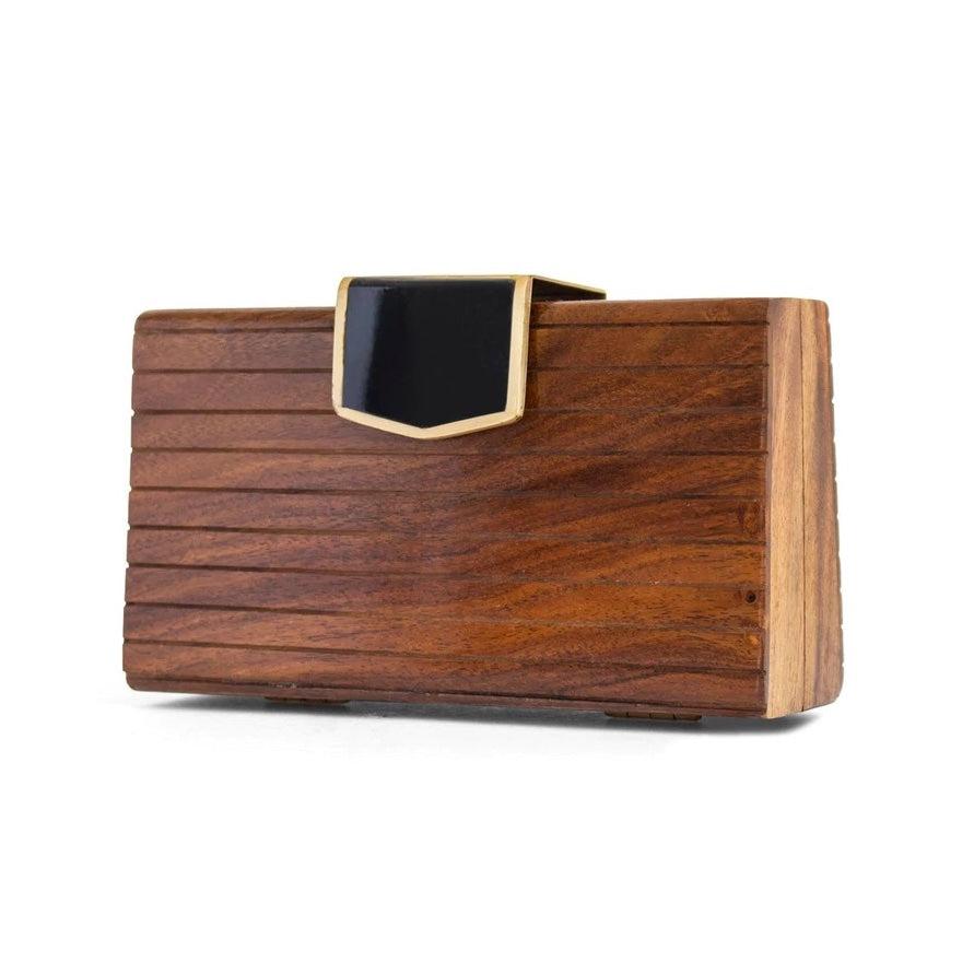 Equal Hands Minimalist Lined Wooden Box Bag