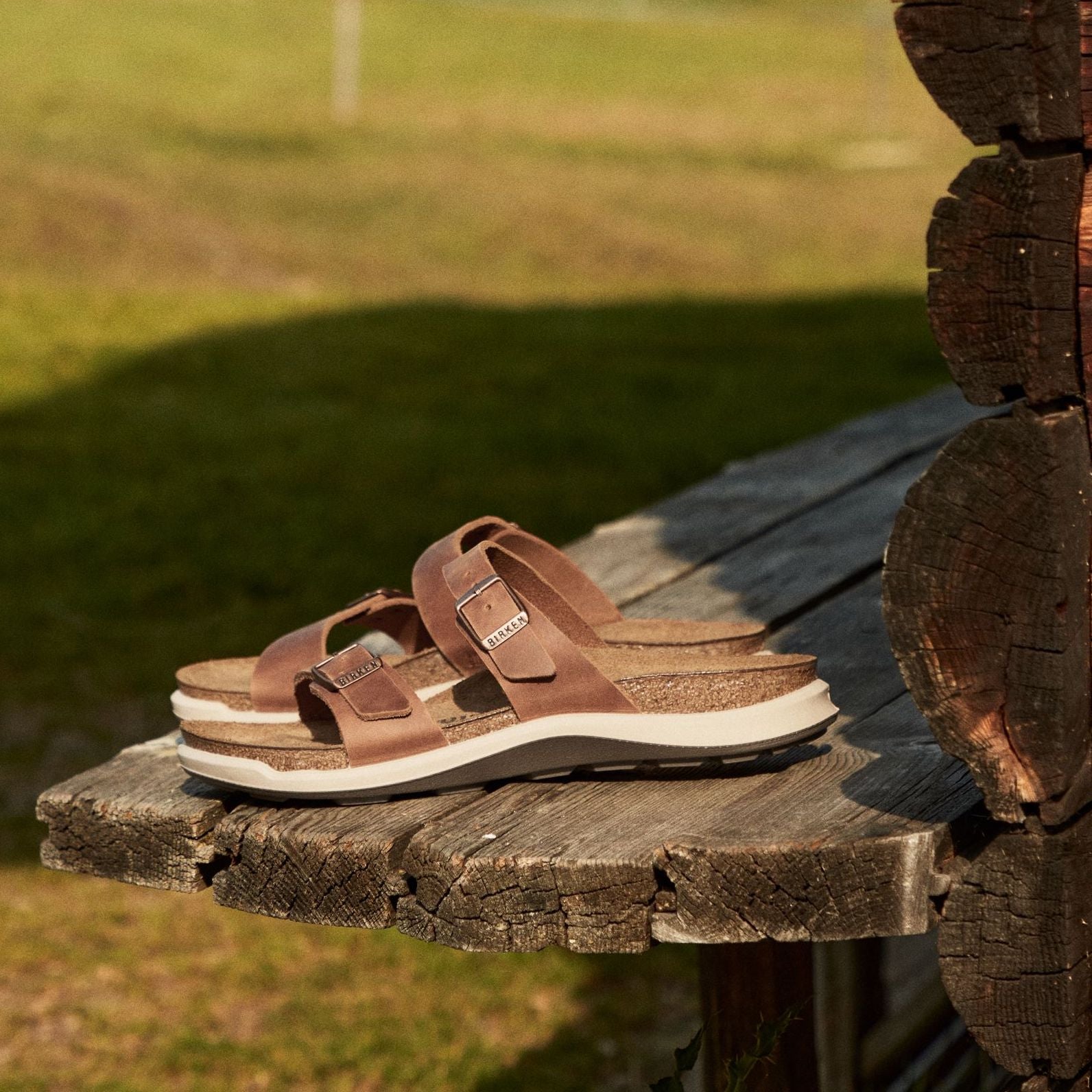 Birkenstock Arizona Football LEA Sandals in Ginger Brown |  starthreesixty.com