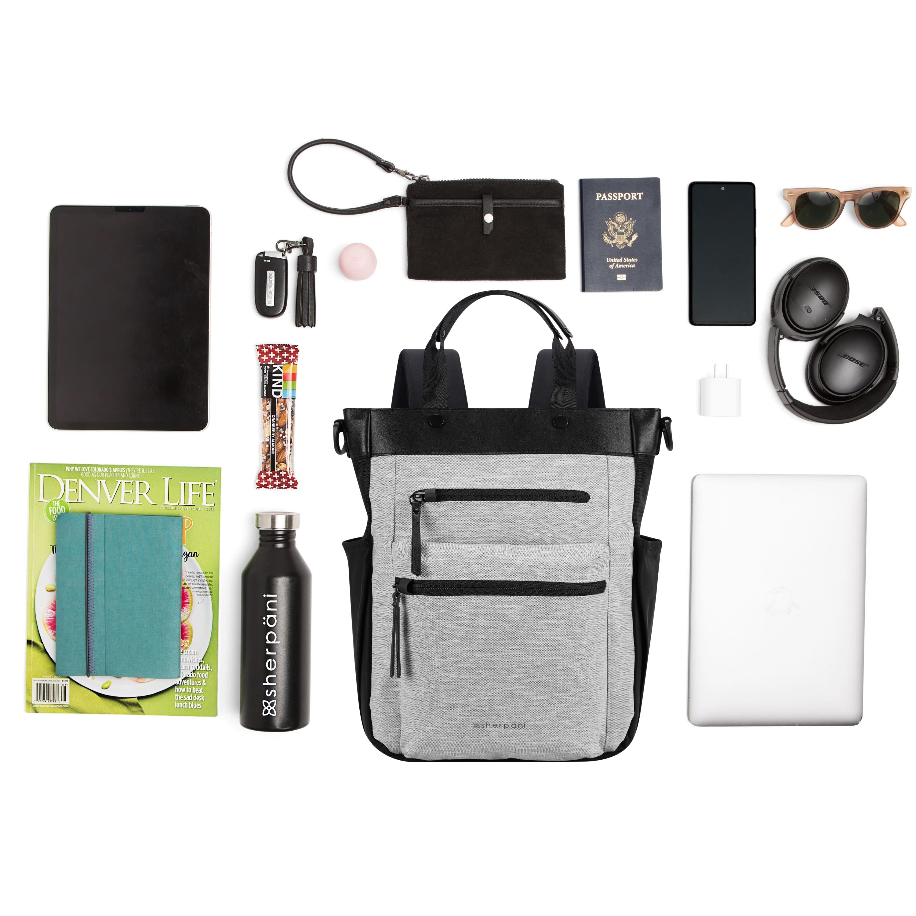 Sherpani Soleil AT Travel Backpack/Crossbody/Tote Bag sterling